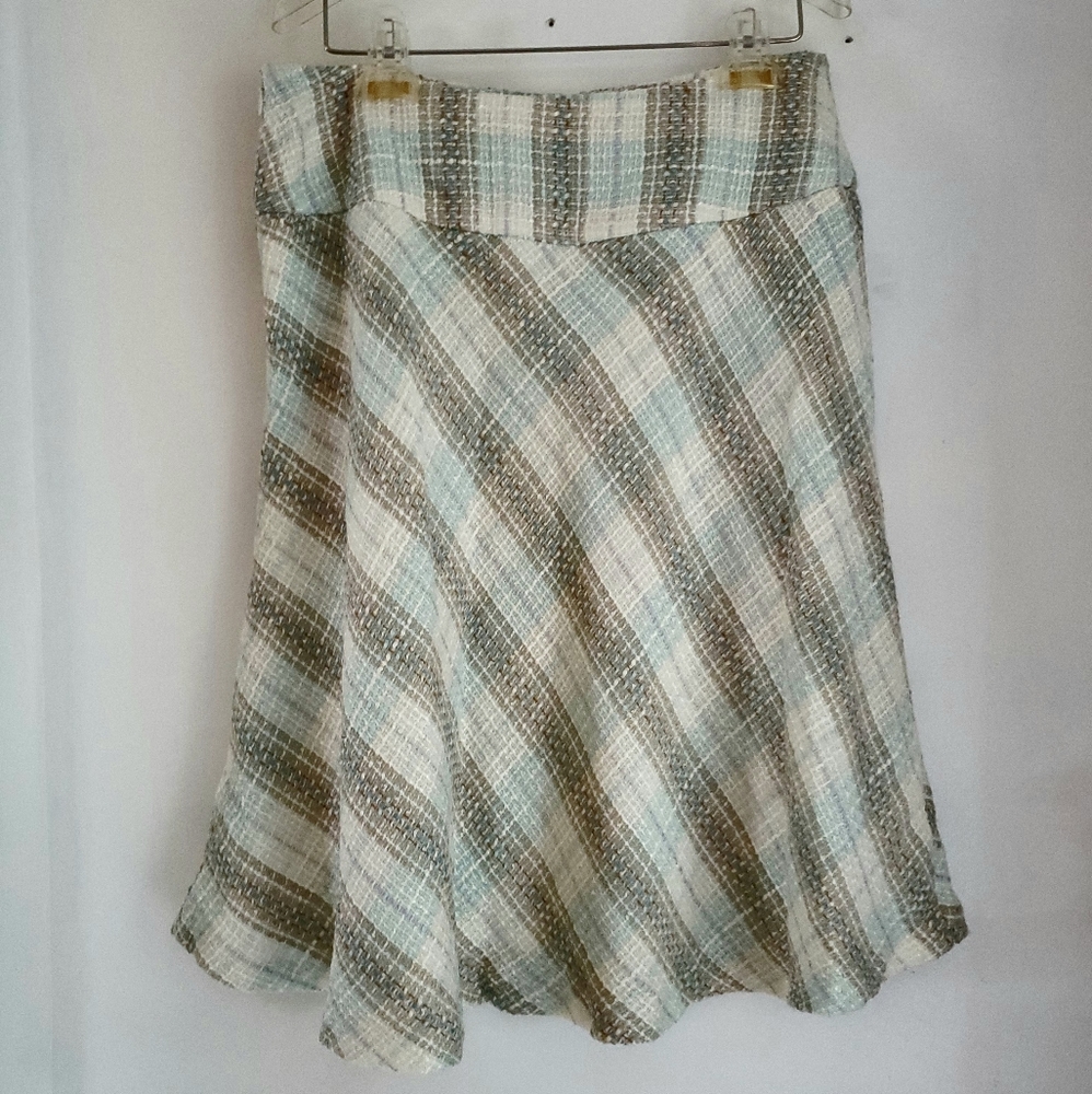 Women's flared Merona plaid pastel skirt, size 8 - Picture 2 of 6